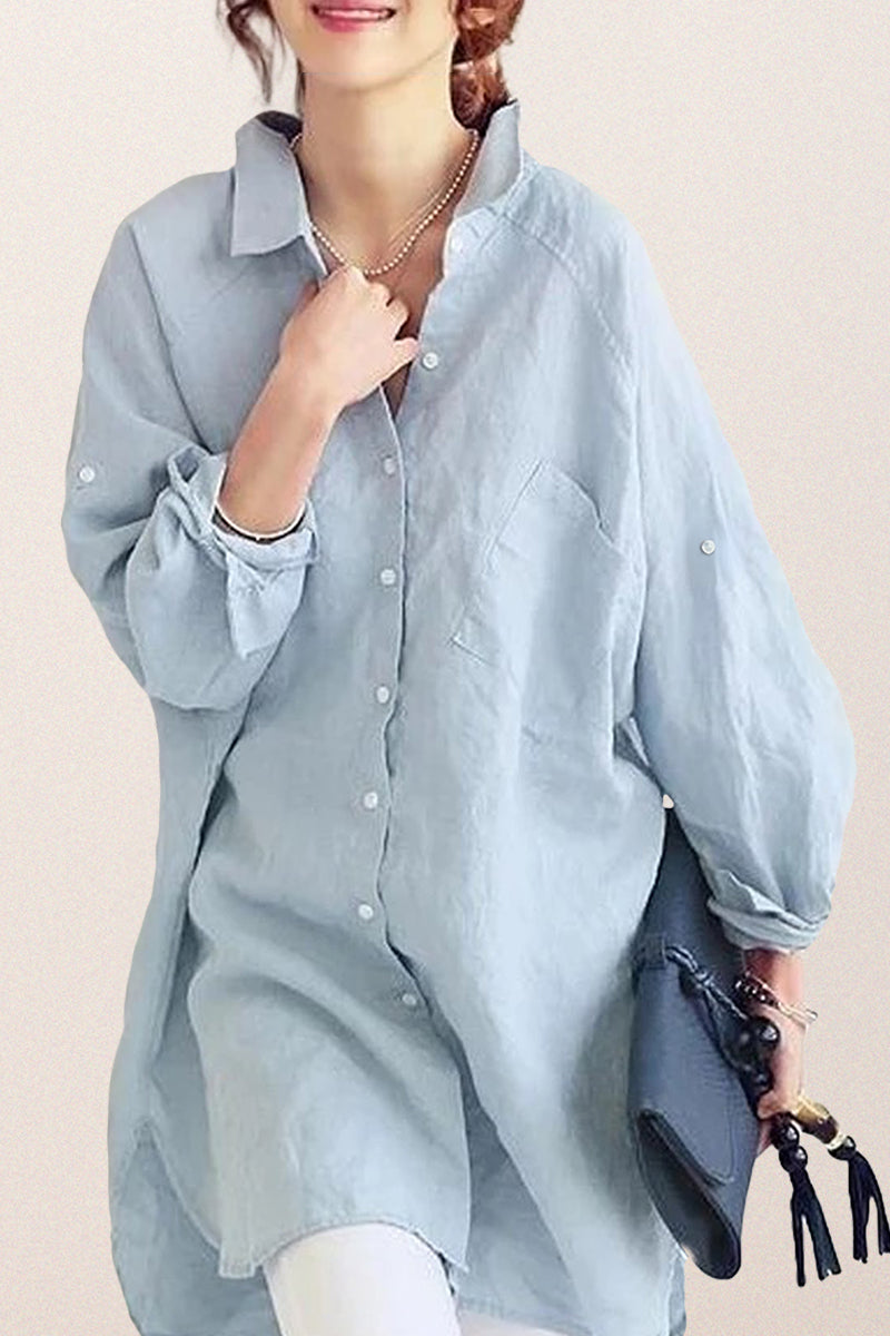 Oversize 100% Cotone Camicia di Lino